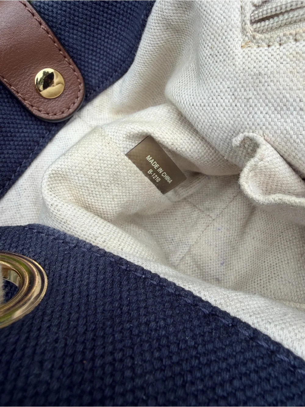 Michael Kors Marina Canvas Rope Handle Tote Navy